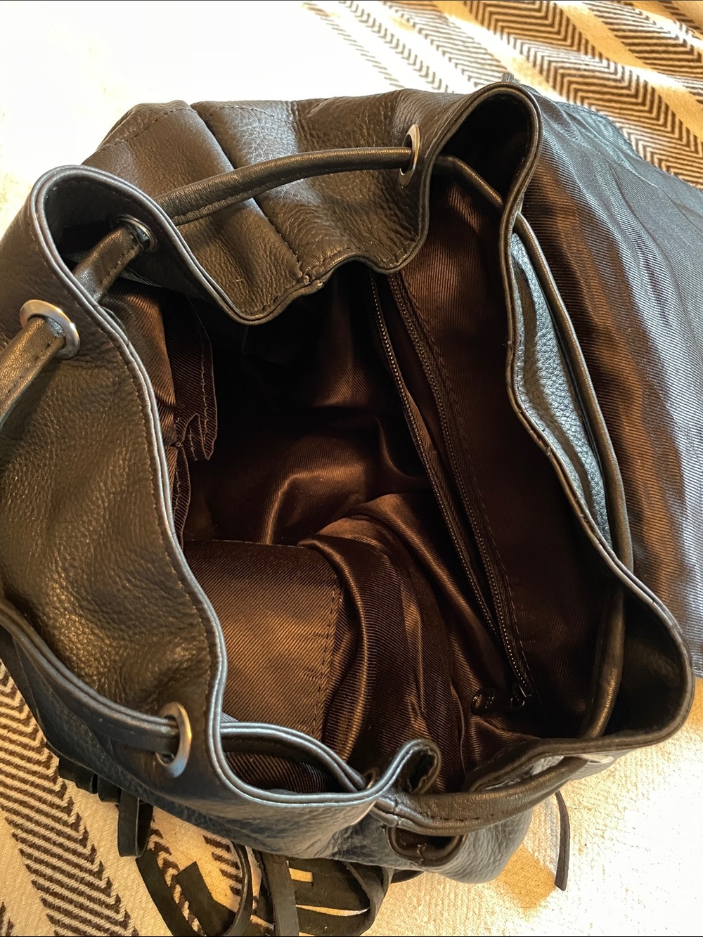 Black Fringe Leather Backpack - Women Bags - Picture 5 of 7